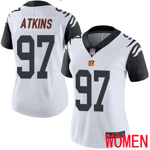 Cincinnati Bengals Limited White Women Geno Atkins Jersey NFL Footballl 97 Rush Vapor Untouchable